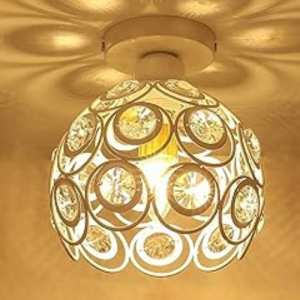 Metal Dual Ring Crystal Flush Mount Ceiling  Fancy Lights
