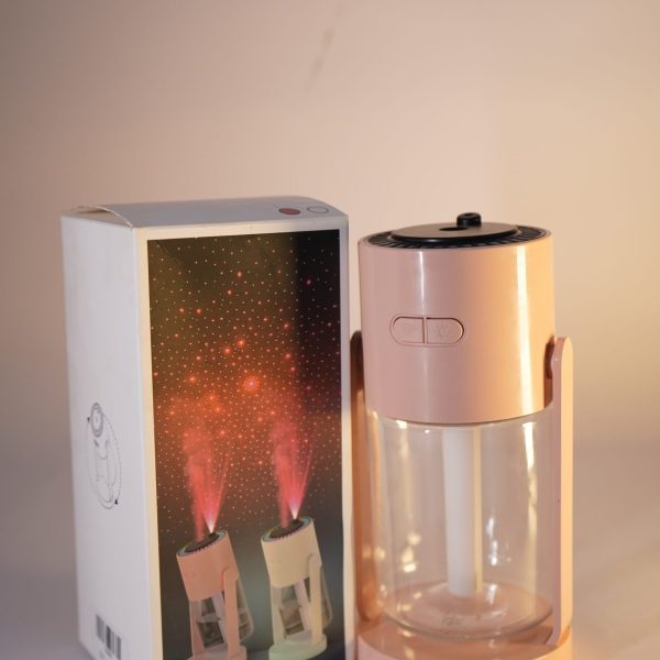 LED Colour-Changing USB Humidifier with Rainbow Light Ring, Portable Mini Desktop Diffuser