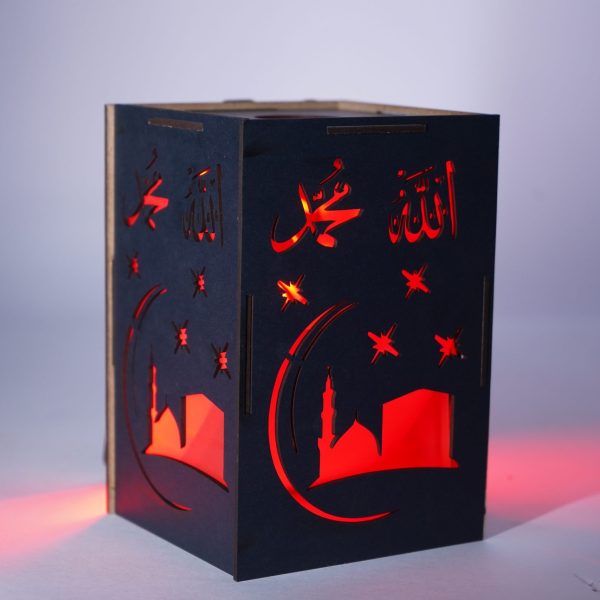Islamic Wall Art Lamp, Night Light with Castle and Stars Design, Black