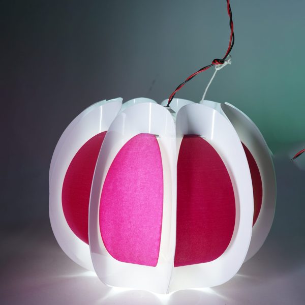 Modern Pendant Light, White and Pink Spherical Design, Decorative Hanging Lamp